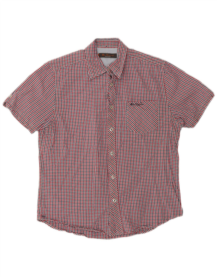 Ανδρικό κοντομάνικο πουκάμισο Ben Sherman, μεσαίο κόκκινο βαμβακερό Gingham