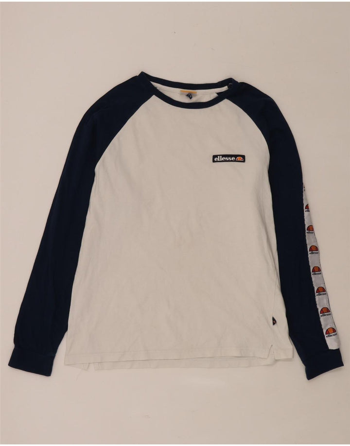 ELLESSE Ανδρικό γραφικό μπλουζάκι μακρυμάνικο μεσαίο λευκό βαμβακερό