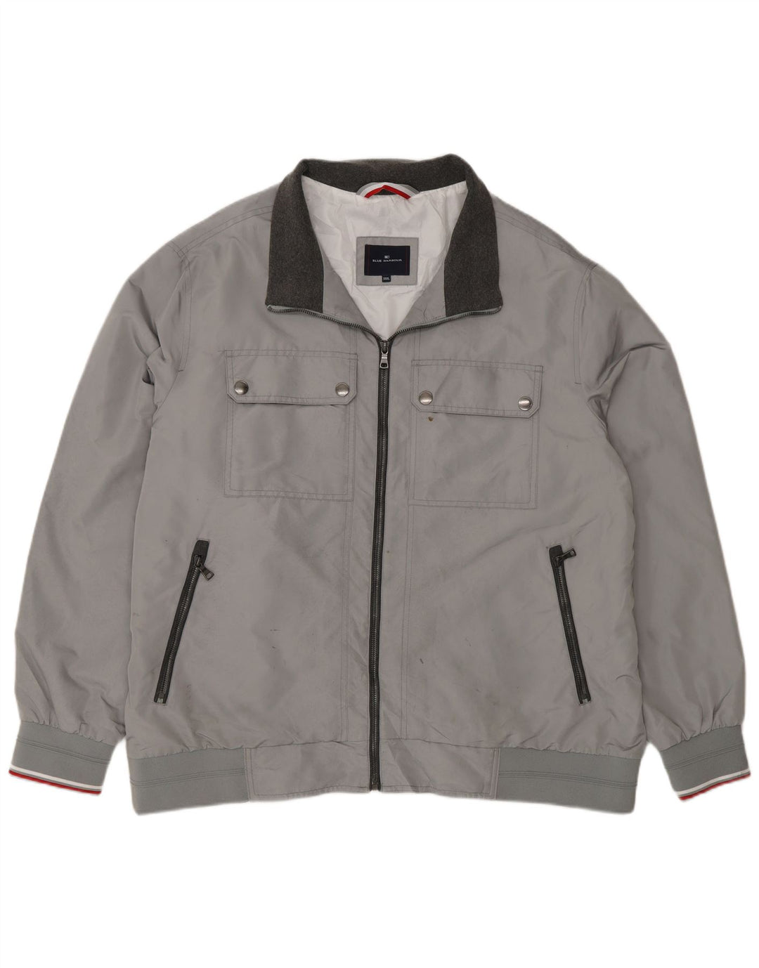 Marks & Spencer Mens Blue Harbor Bomber Jacket 3XL Grey Polyester
