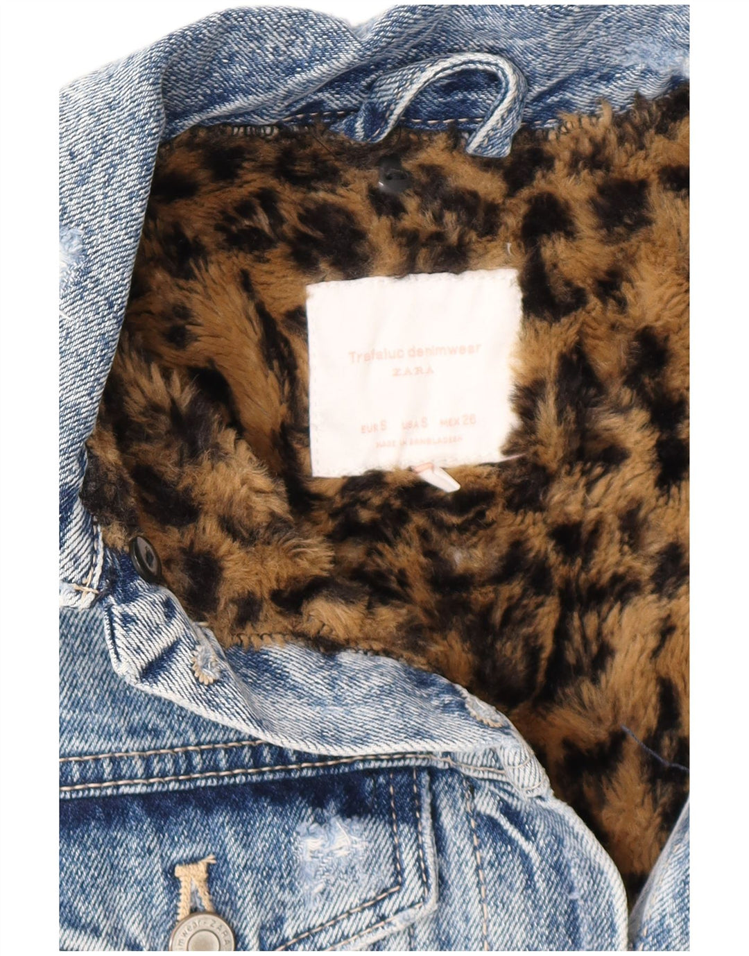 Zara γυναικείο υπερμεγέθη ταλαιπωρημένο Sherpa τζιν παλτό UK 10 Small Blue