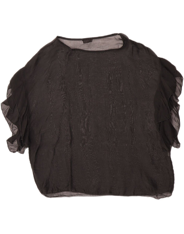 King Kong Womens See Through Oversized Μπλούζα Top 10 Small Black Silk