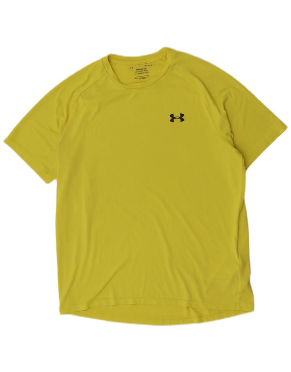 Ανδρικό κοντό μανίκι Under Armour κανονικό μπλουζάκι με μεσαίο κίτρινο πολυεστέρα