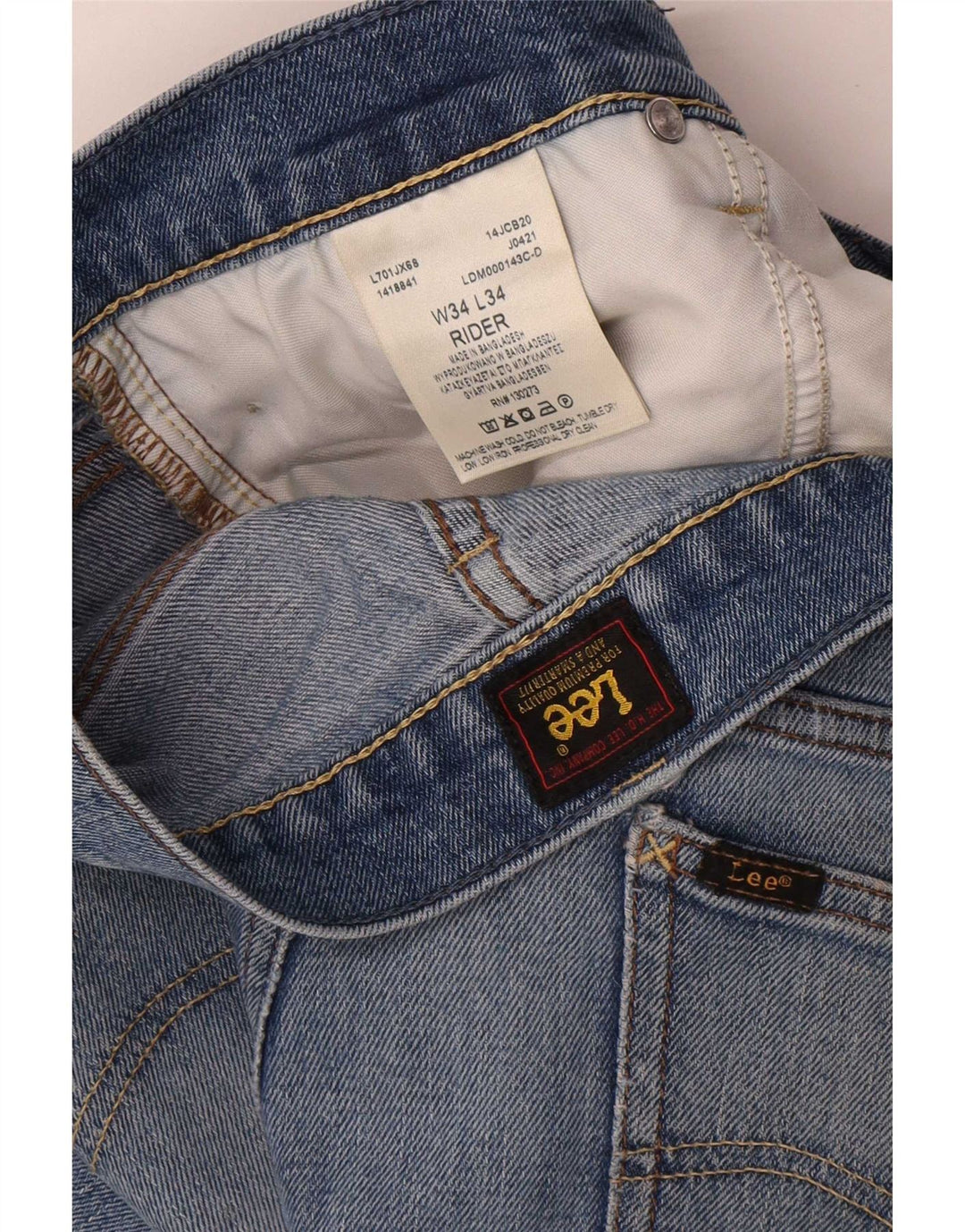 Lee Mens Rider Slim Jeans W34 L34 Blue Cotton