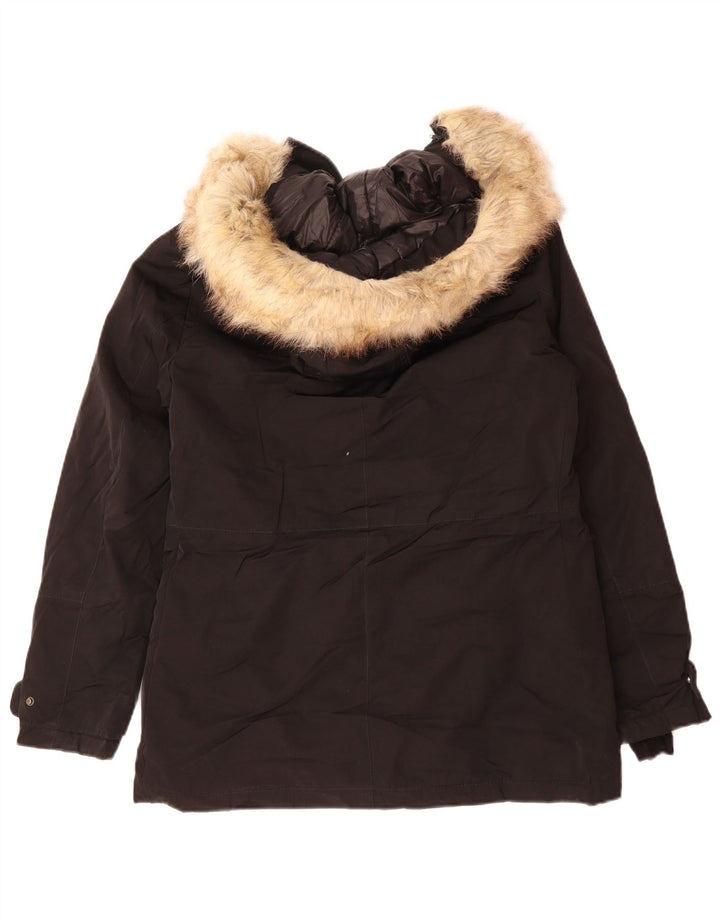 Zara Γυναικείο μπουφάν Parka με κουκούλα μεγάλου μεγέθους UK 6 XS μαύρο πολυεστέρα