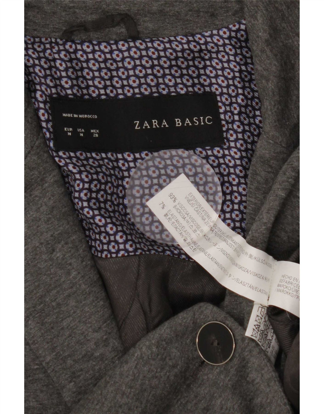 Zara Γυναικείο σακάκι 1 κουμπιού blazer UK 12 μεσαίο γκρι βισκόζη