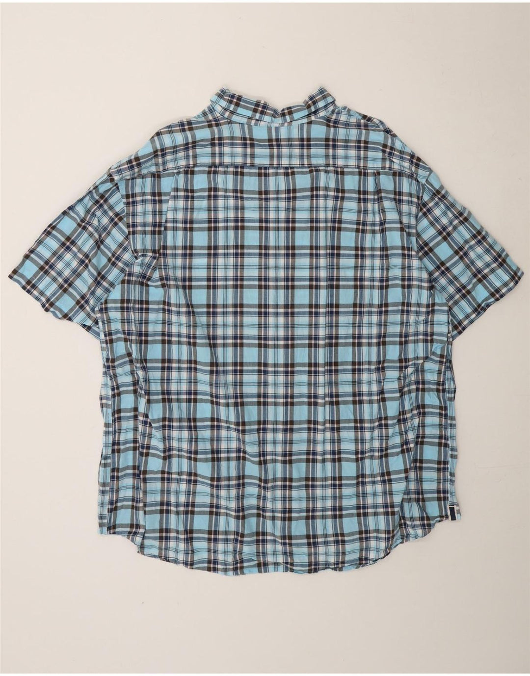 IZOD Mens Short Sleeve Shirt 2XL Blue Check Cotton Vintage Izod and Second-Hand Izod from Messina Hembry 