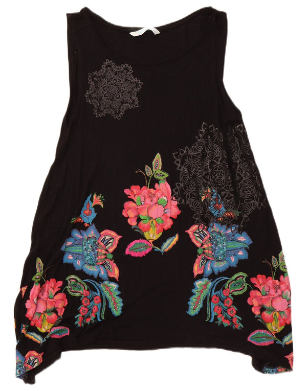 Desigual Womens Sleeveless Tunic Top UK 14 Large Black Floral