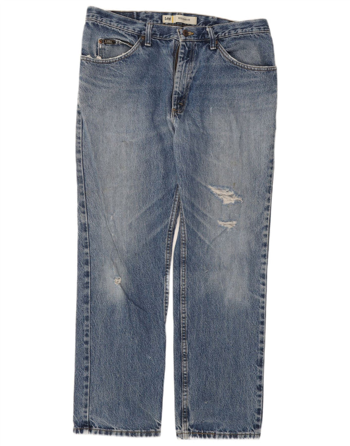 Ανδρικό τζιν LEE Distressed Straight W36 L30 Blue Cotton