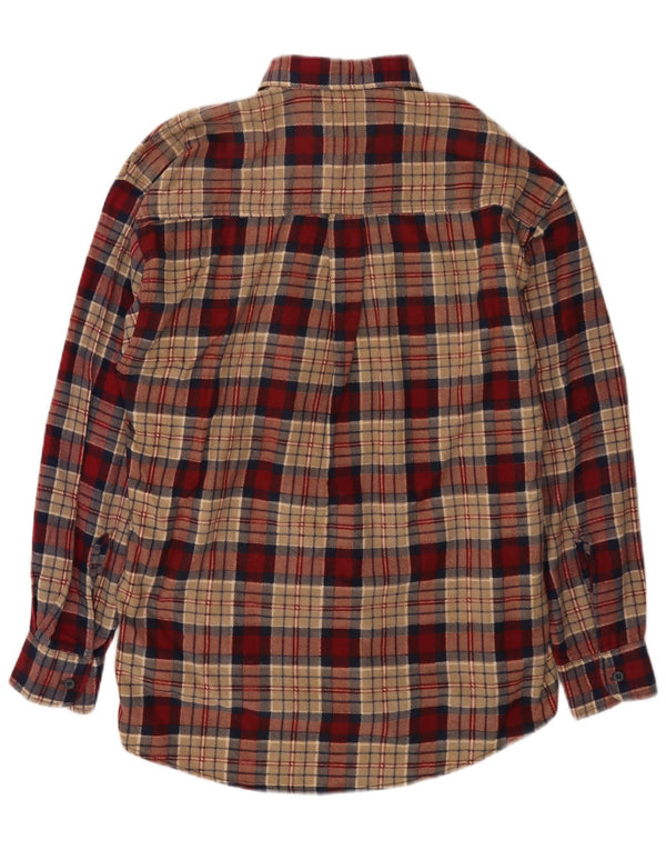 Vintage Mens Flannel Shirt Medium Red Plaid Cotton