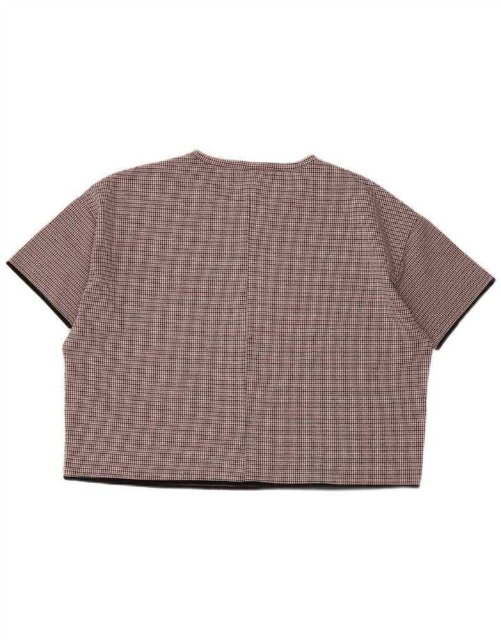 Zara Γυναικεία Μπλούζα Oversized Top UK 14 Large Brown Houndstooth