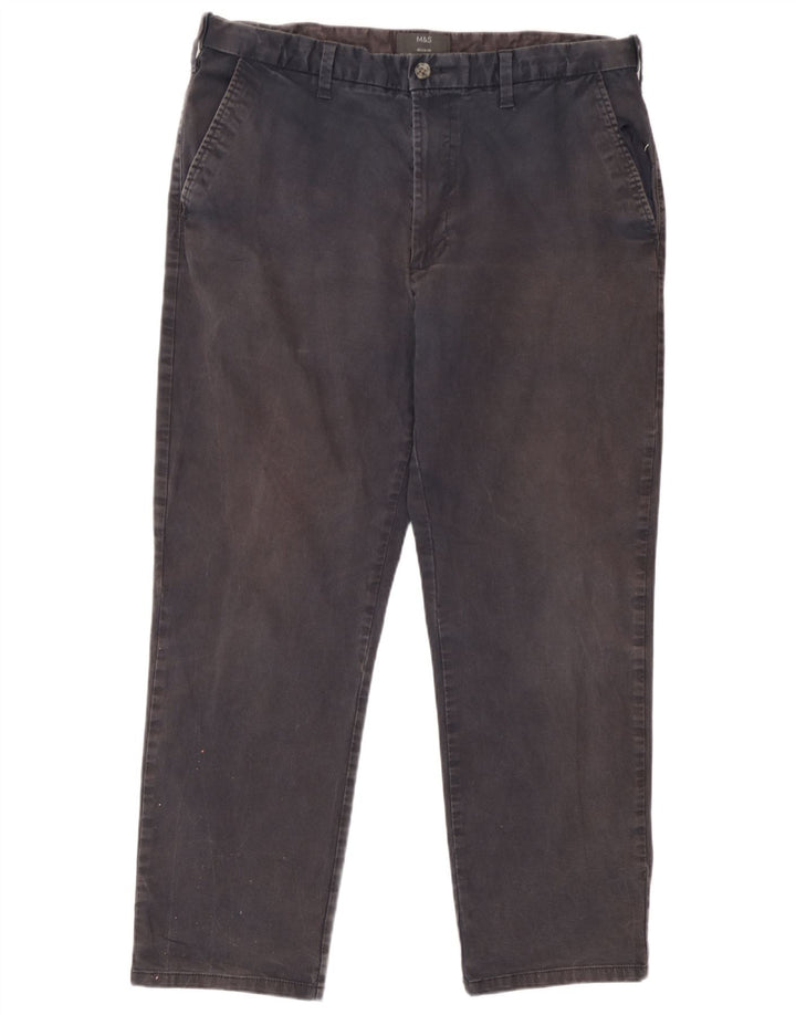 Marks & Spencer Ανδρικό κανονικό παντελόνι Chino W38 L29 Navy Blue Cotton