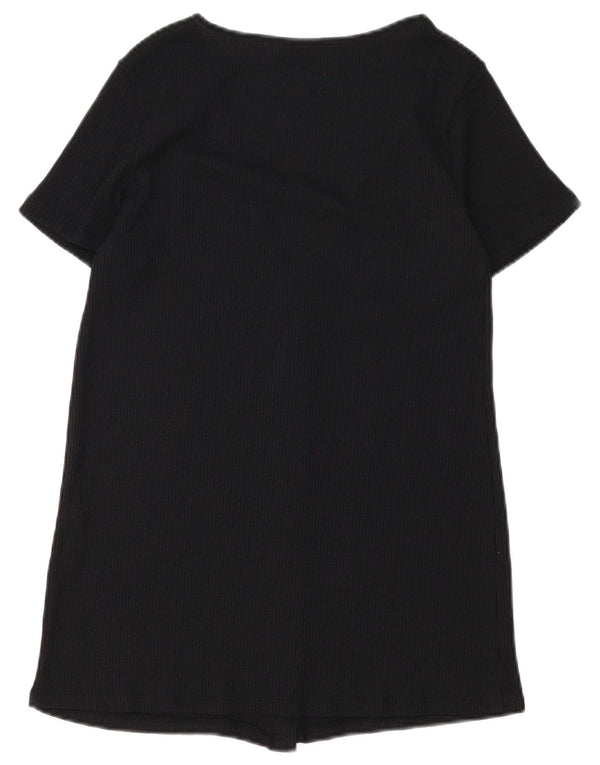 Zara Γυναικεία κοντομάνικη μπλούζα UK 10 Small Black Viscose