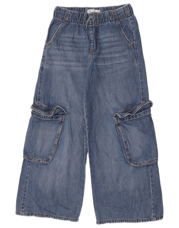 Zara Girls Cargo Wide Leg Jeans 13-14 Years W26 L26 Blue