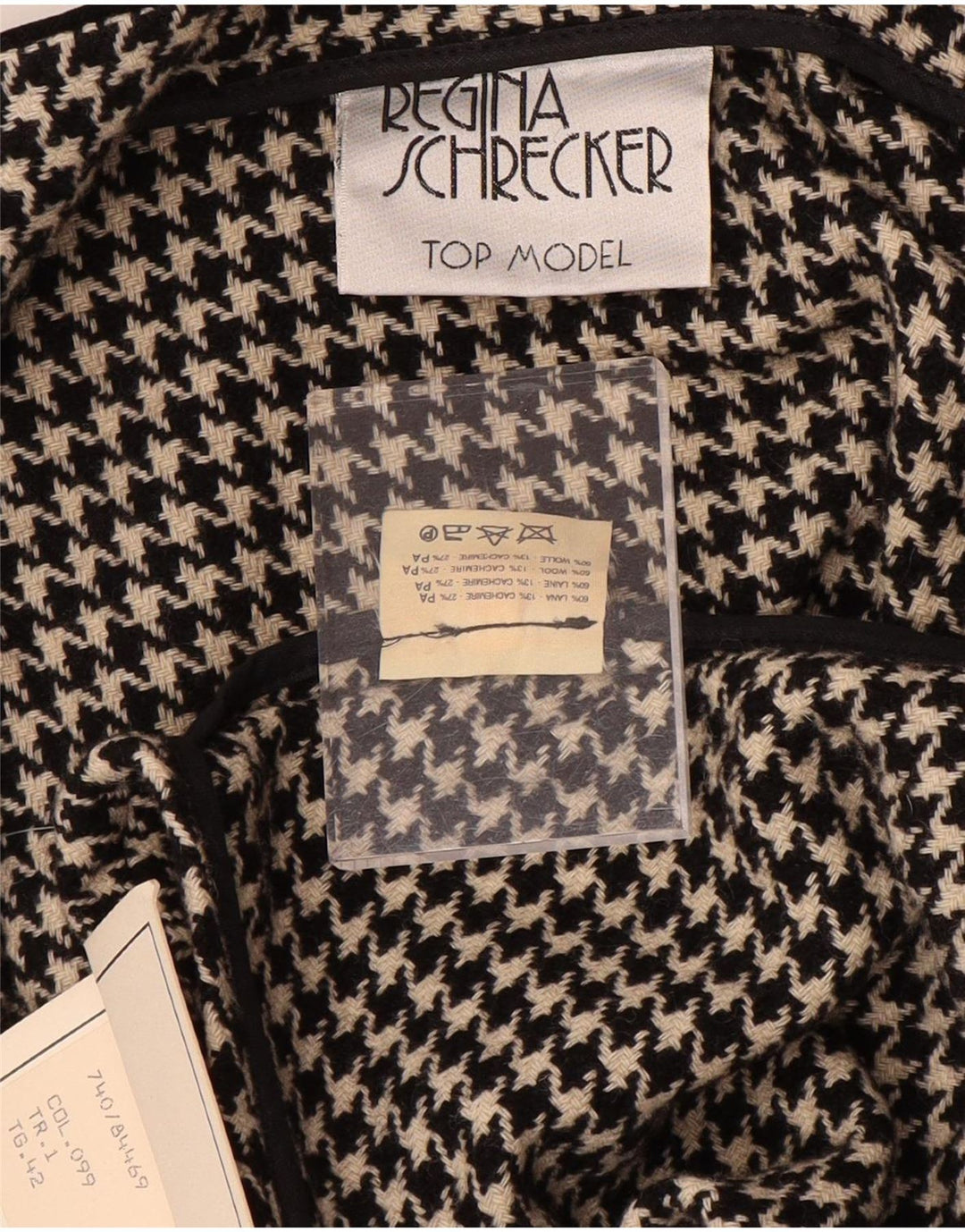Regina Schrecker Γυναικείο Παλτό Poncho IT 42 Μεσαίο μαύρο μαλλί Houndstooth