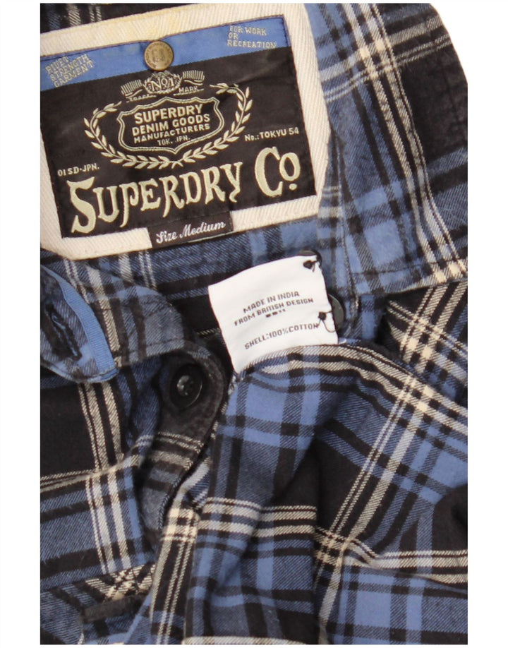 SUPERDRY Γυναικείο φανελένιο πουκάμισο 3/4 μανίκι Ηνωμένου Βασιλείου 14 μεσαίου χρώματος μπλε ναυτικό