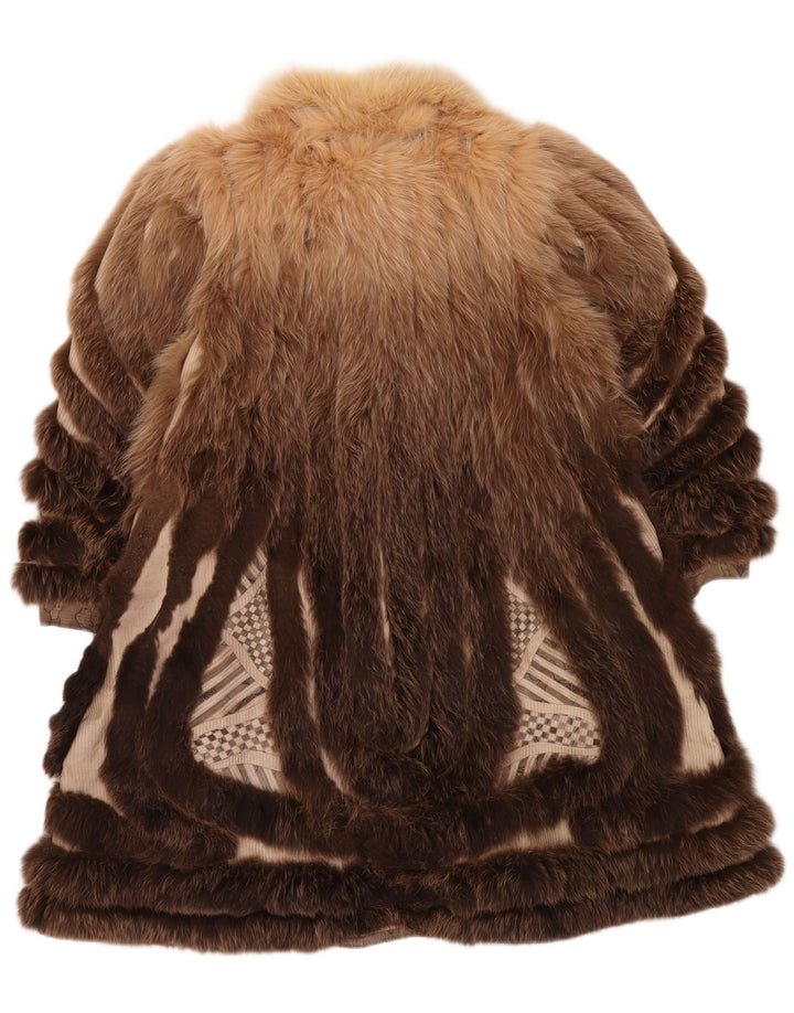 VINTAGE Γυναικείο παλτό με ψεύτικη γούνα αναστρέψιμο UK 18 XL Καφέ Floral