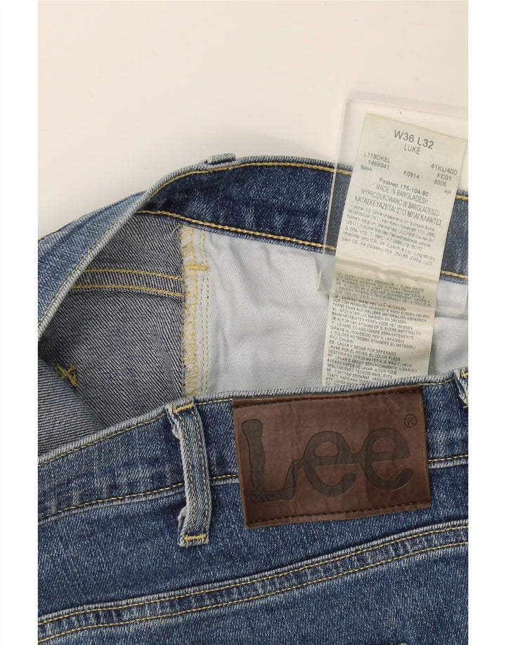 Lee Mens Luke Slim Jeans W36 L32 Blue Cotton