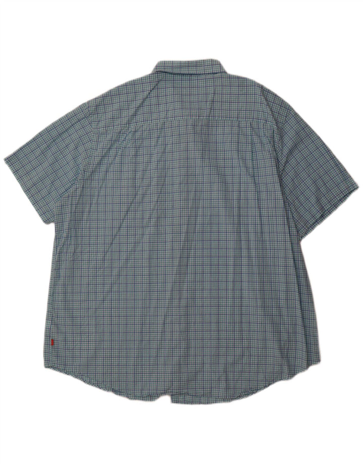 Izod Ανδρικό ψηλό κοντομάνικο πουκάμισο 3XL Blue Check Cotton