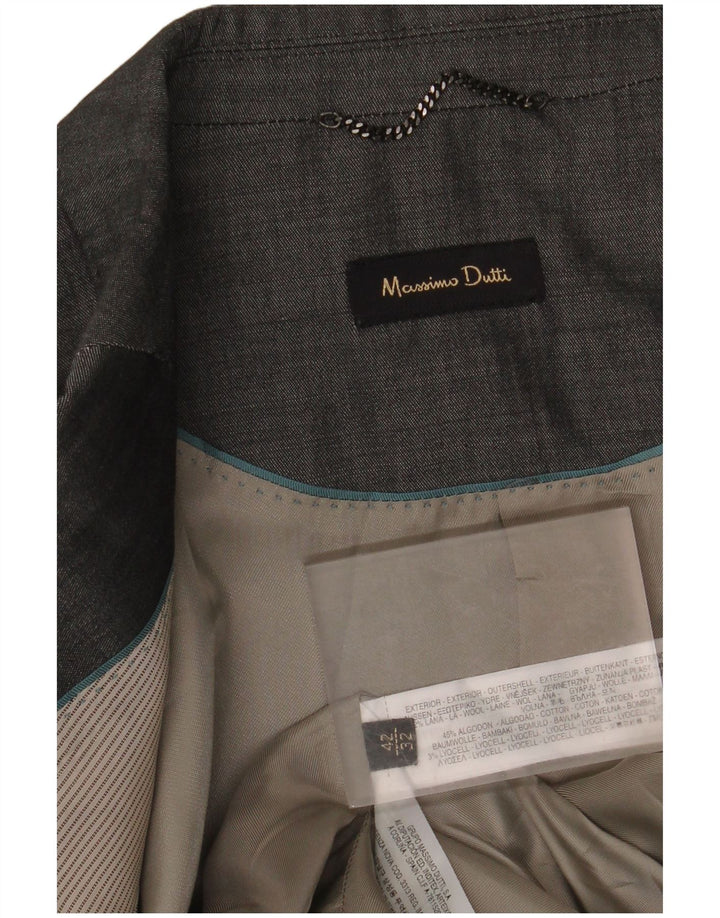 Massimo Dutti Γυναικείο μπλέιζερ με 2 κουμπιά μπουφάν EU 42 μεγάλο γκρι βαμβακερό