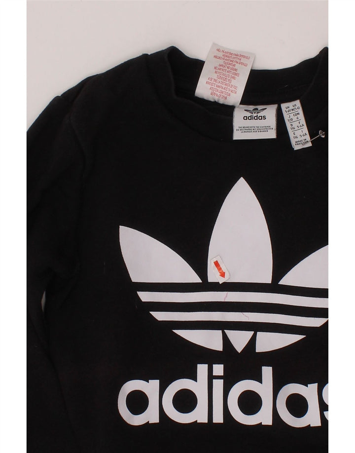 Γραφικό Φούτερ ADIDAS Boys Jumper 5-6 ετών Μαύρο Βαμβακερό