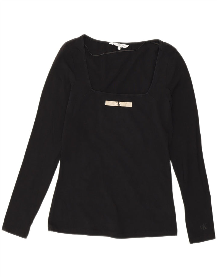 Calvin Klein Γυναικείο τοπ μακρυμάνικο UK 14 μεσαίο μαύρο βαμβακερό