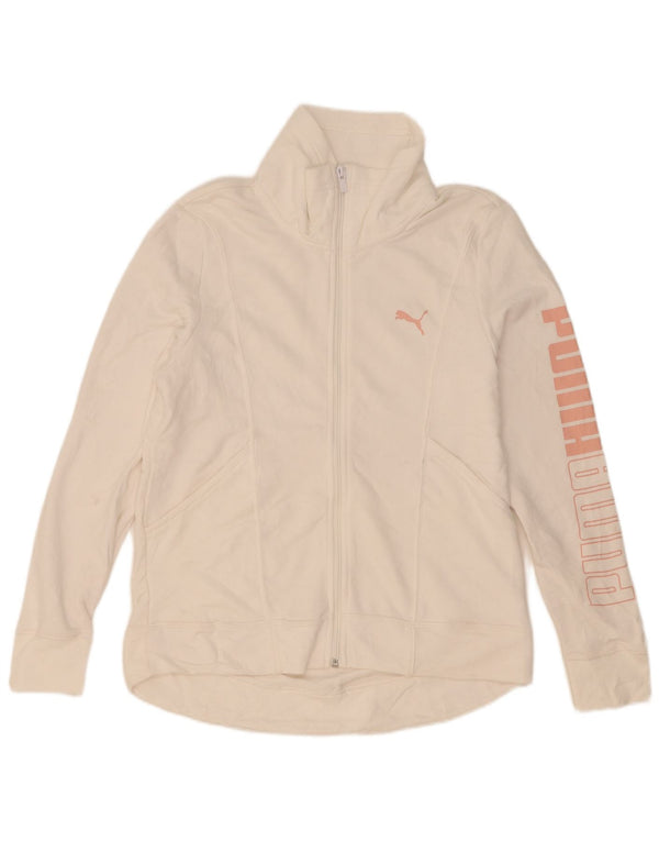 Γυναικεία αθλητική φόρμα γραφικών Puma Top Jacket UK 14 Medium White