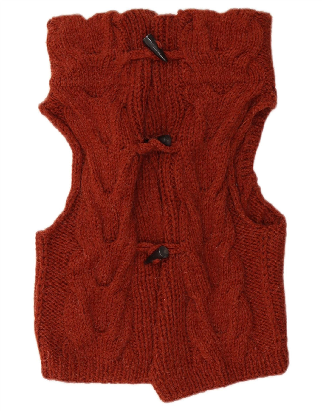 VINTAGE Γυναικείο Αμάνικο Ζακέτα UK 12 Μεσαίο Καφέ