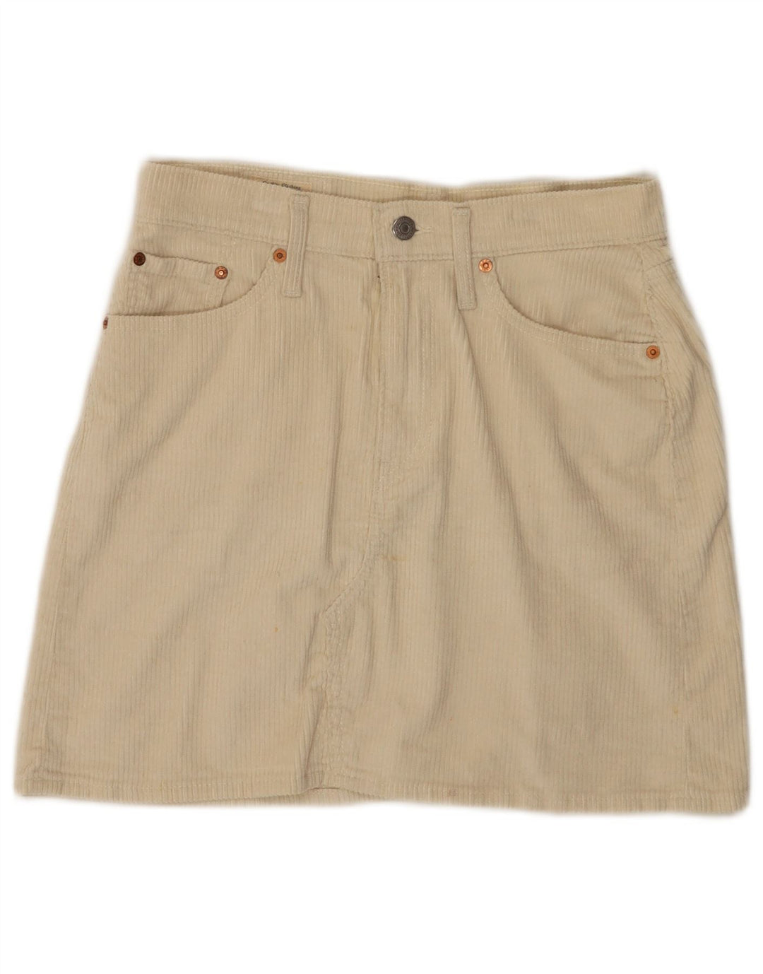 LEVI'S Γυναικεία 501 Μίνι Κοτλέ φούστα W28 Βαμβακερή μεσαία σε ανοιχτό λευκό