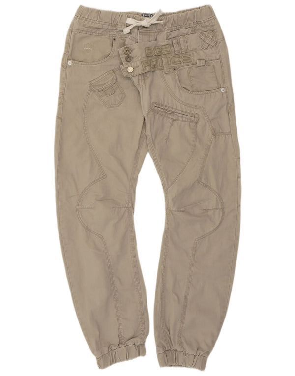 883 Police Mens Graphic Joggers Cargo Παντελόνι W34 L30 Beige Cotton