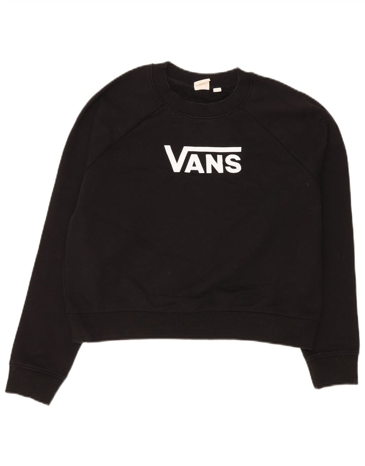 VANS Γυναικεία υπερμεγέθη Crop γραφική φούτερ Jumper UK 10 Small Black