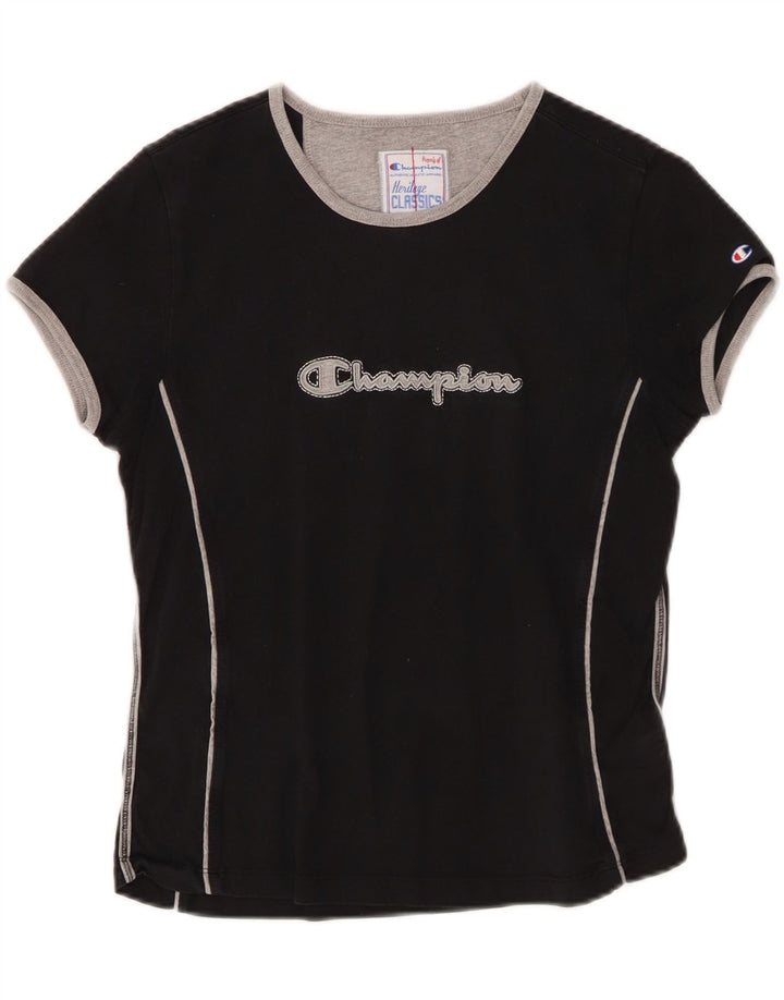 CHAMPION Womens Heritage Classics Graphic T-Shirt Top UK 12 Medium Black