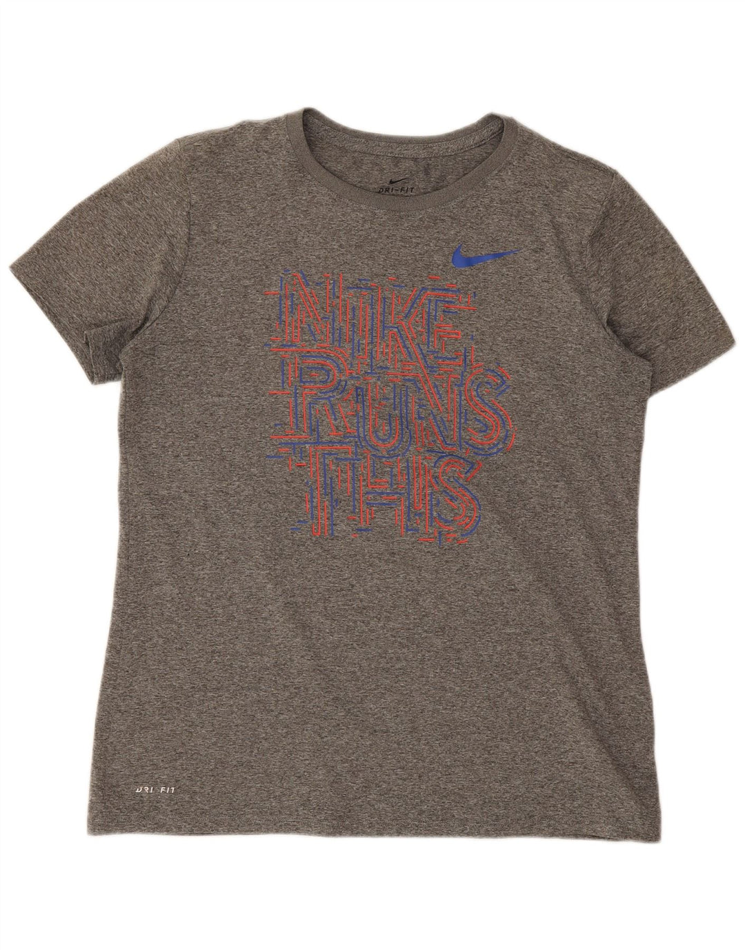 Γυναικείο γραφικό μπλουζάκι Nike Dri Fit Top UK 14 Medium Grey
