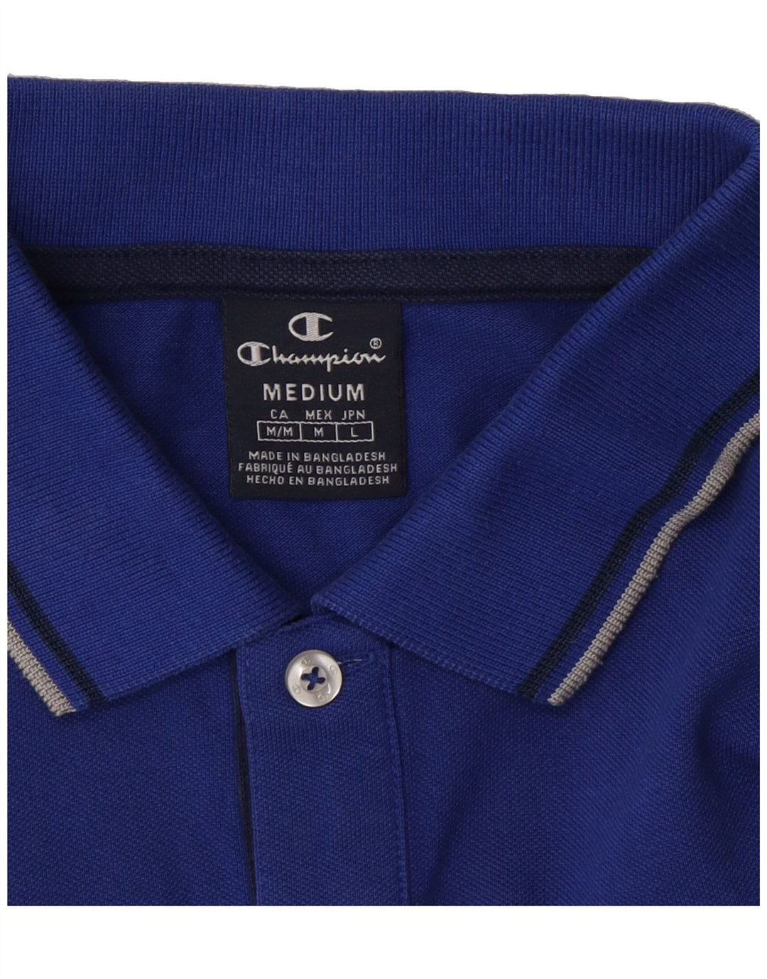 CHAMPION Mens Polo Shirt Medium Blue Cotton Vintage Champion and Second-Hand Champion from Messina Hembry 