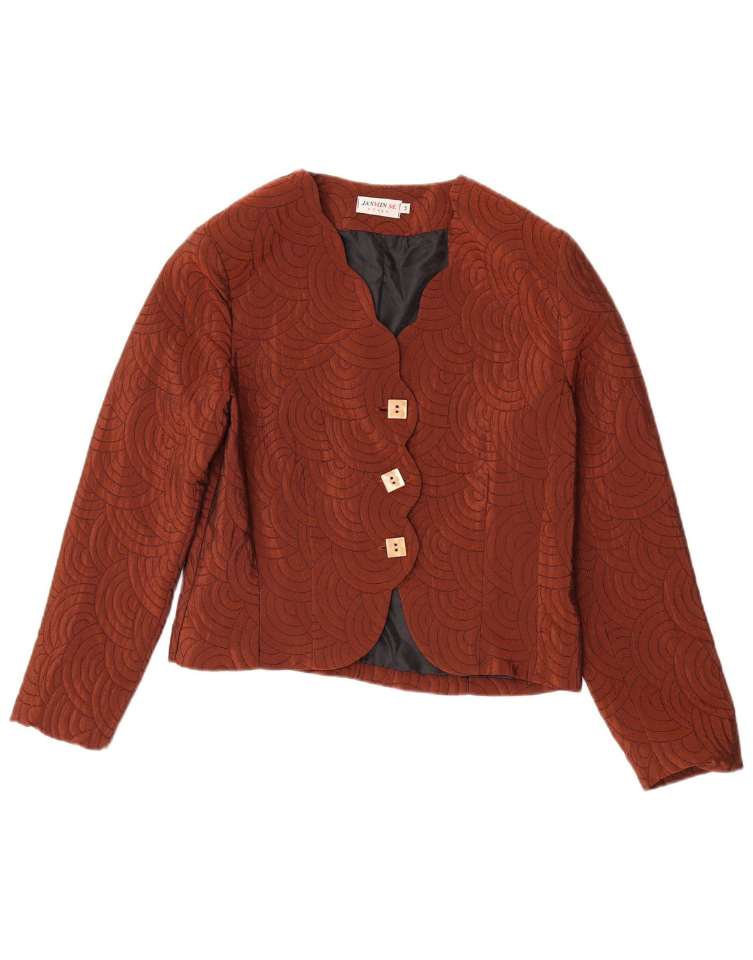 Vintage γυναικείο σακάκι blazer UK 14 μεσαίου καφέ γεωμετρικό οξικό