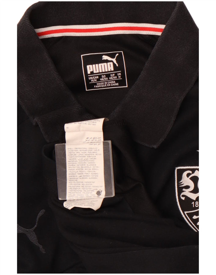 Ανδρικό γραφικό πόλο μπλουζάκι PUMA, μεσαίο μαύρο βαμβακερό