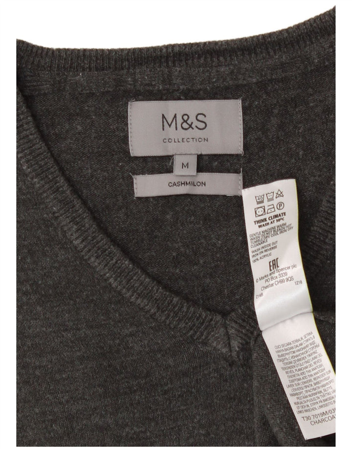 Marks & Spencer Ανδρικό πουλόβερ με λαιμόκοψη με λαιμόκοψη με μεσαίο γκρι ακρυλικό