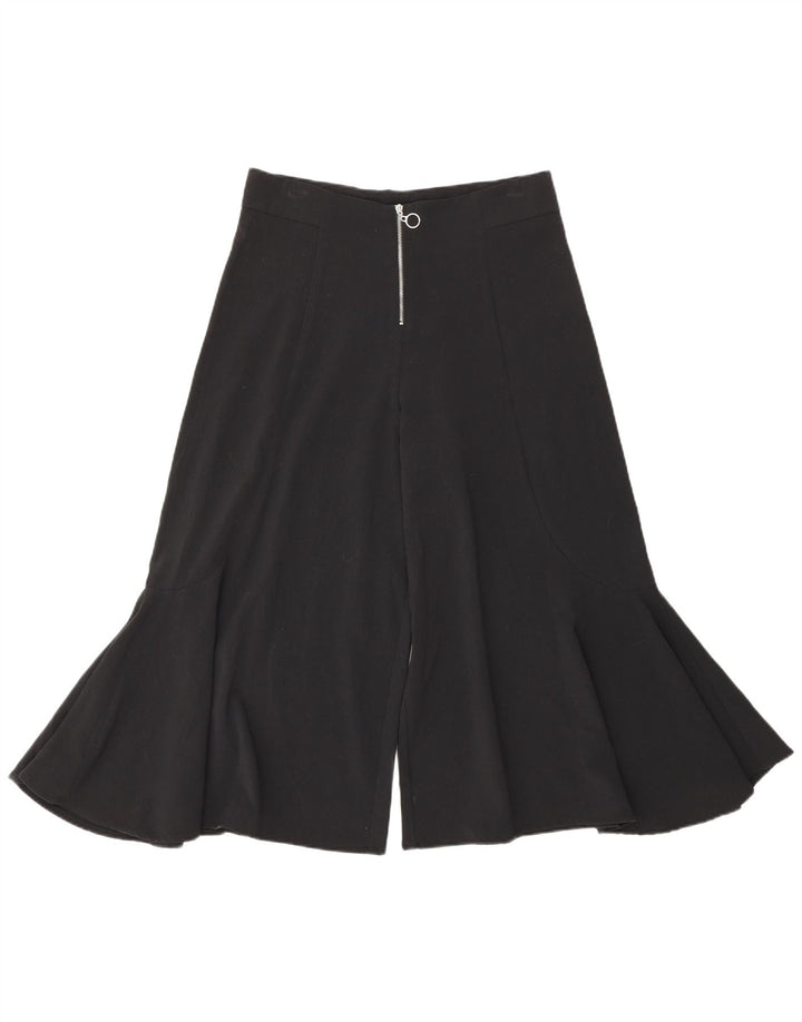 Zara Γυναικείο Παντελόνι Κάπρι Cullotes Small W26 L19 Μαύρο Μεταξωτό