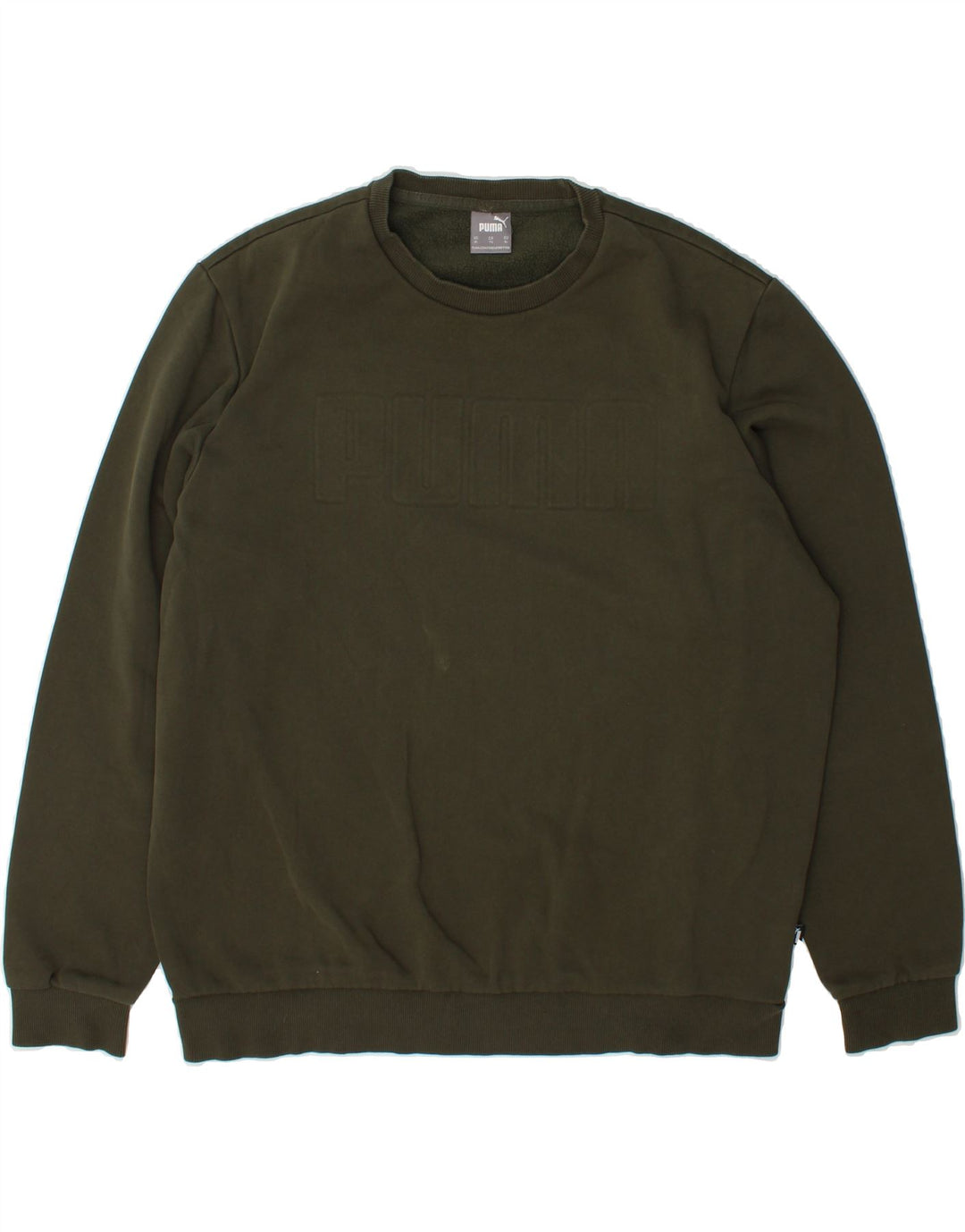 PUMA Mens Graphic Sweatshirt Jumper XL Khaki Cotton Vintage Puma and Second-Hand Puma from Messina Hembry 