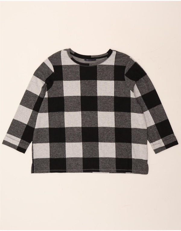 Marks & Spencer Γυναικείο μακρυμάνικο μπλουζάκι UK 20 2XL Grey Check Polyester
