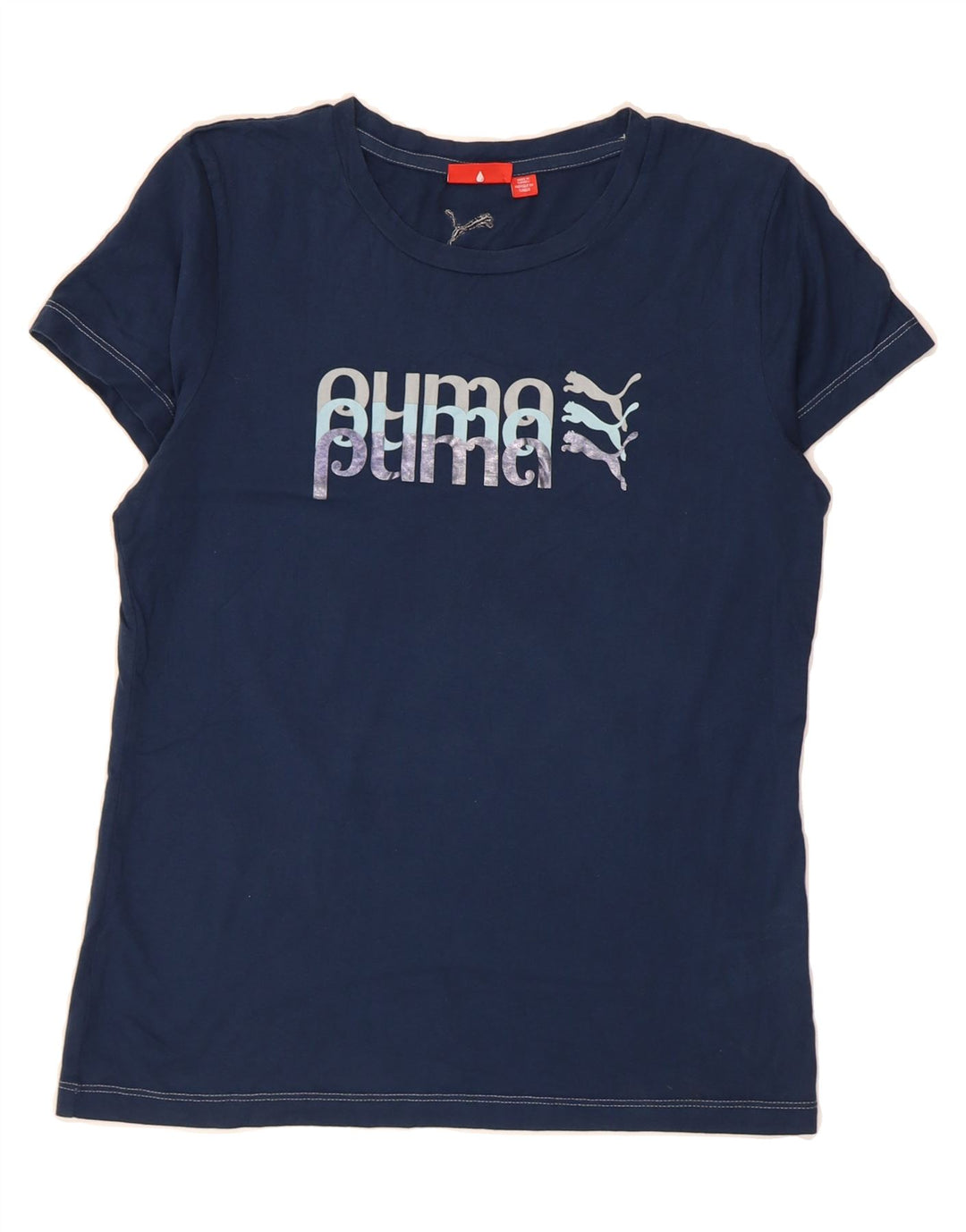 PUMA Womens Graphic T-Shirt Top UK 12 Medium Navy Blue Vintage Puma and Second-Hand Puma from Messina Hembry 