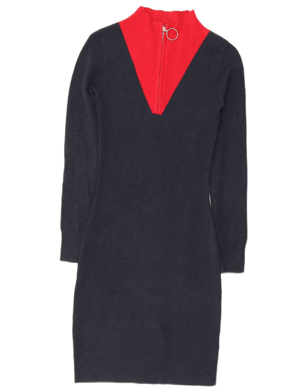 Jack Wills γυναικείο φόρεμα με φερμουάρ UK 6 XS Navy Blue Colourblock