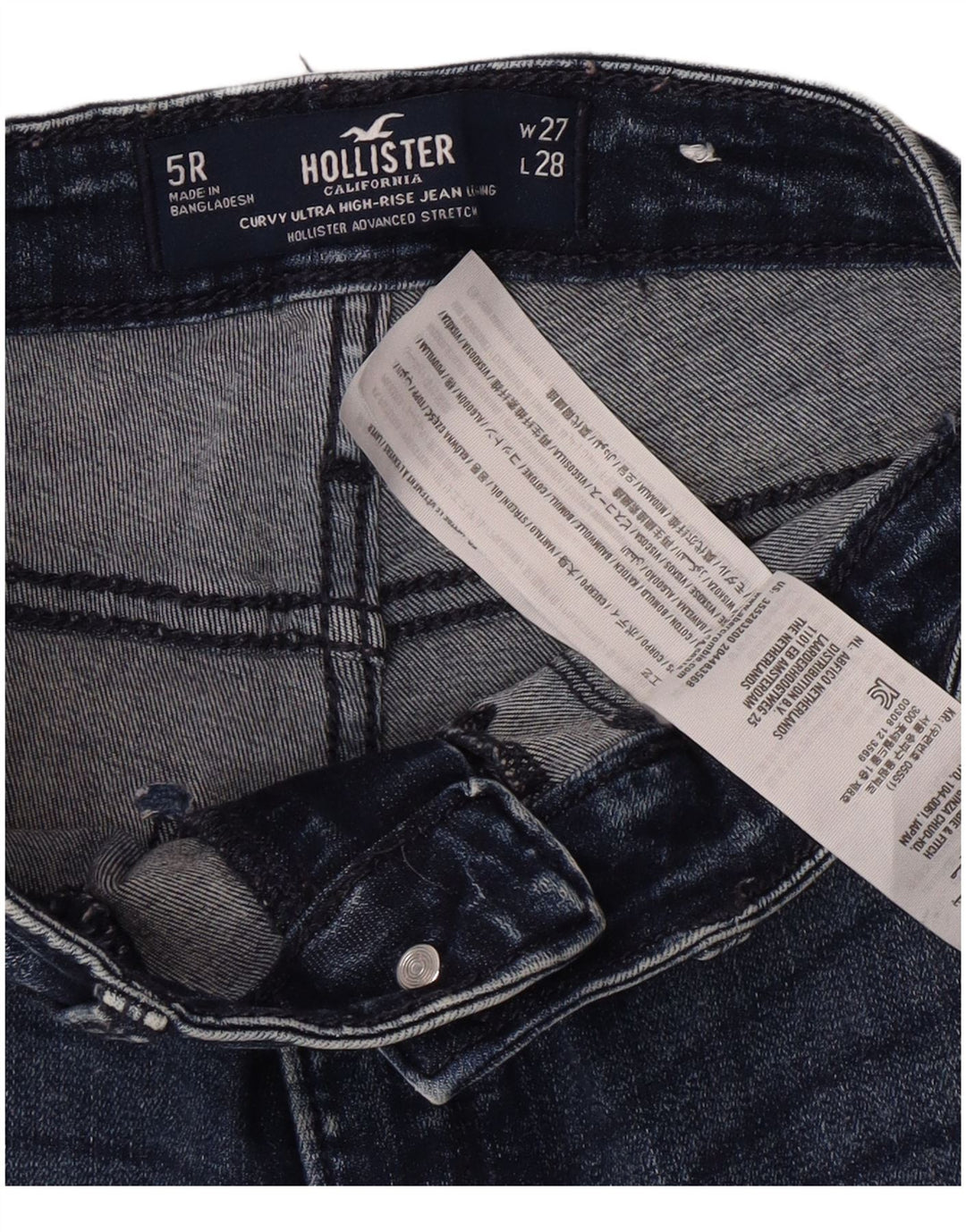 HOLLISTER Γυναικεία καμπύλα ψηλό ψηλό στενό τζιν US 5 Small W27 L28 Blue