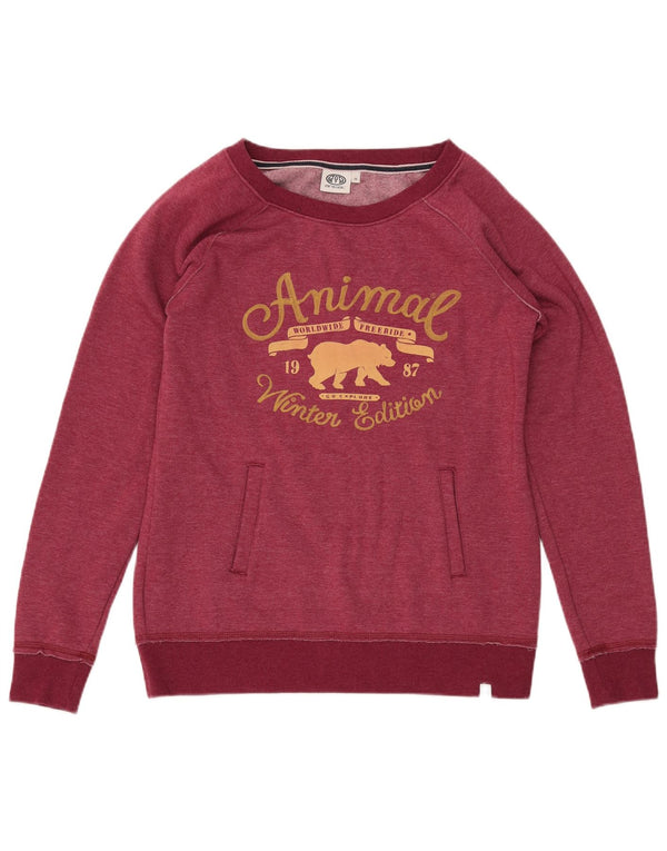 Γυναικείο γραφικό φούτερ ANIMAL Jumper UK 12 Medium Burgundy Polyester