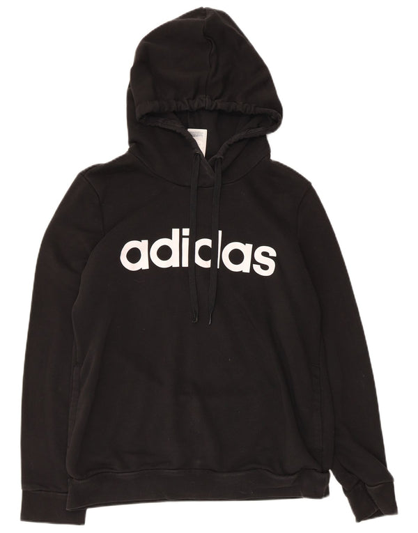 Γυναικείο Adidas Graphic Hoodie Jumper UK 16/18 μεγάλο μαύρο βαμβακερό