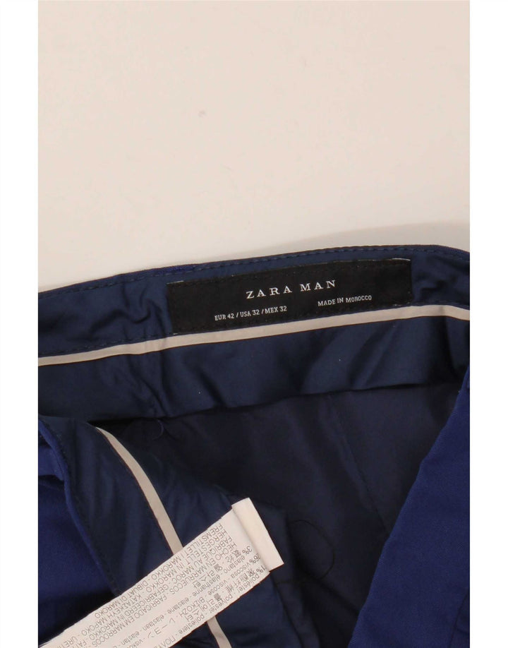 Zara Ανδρικό Slim παντελόνι Chino EU 42 Large W32 L30 Blue Polyester