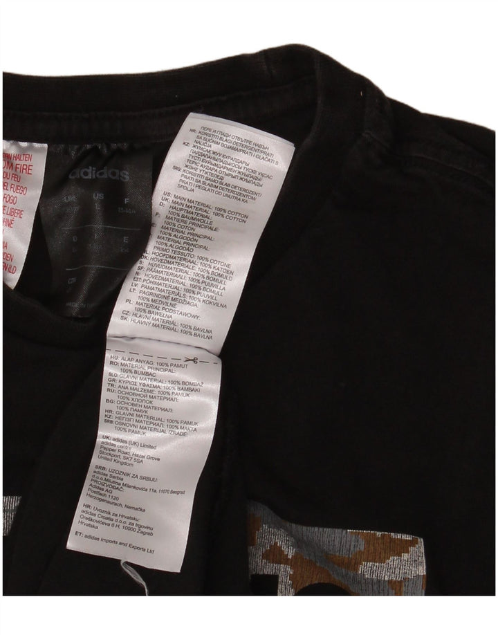 ADIDAS Boys Graphic T-Shirt Top 13-14 ετών Μαύρο Βαμβακερό