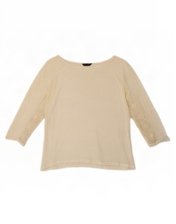 Massimo Dutti Γυναικείο Crop τοπ 3/4 μανίκι UK 14 Medium White Floral