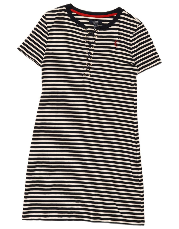 Chaps Γυναικείο T-Shirt Φόρεμα UK 10 Small Navy Blue ριγέ βαμβακερό Ναυτικό