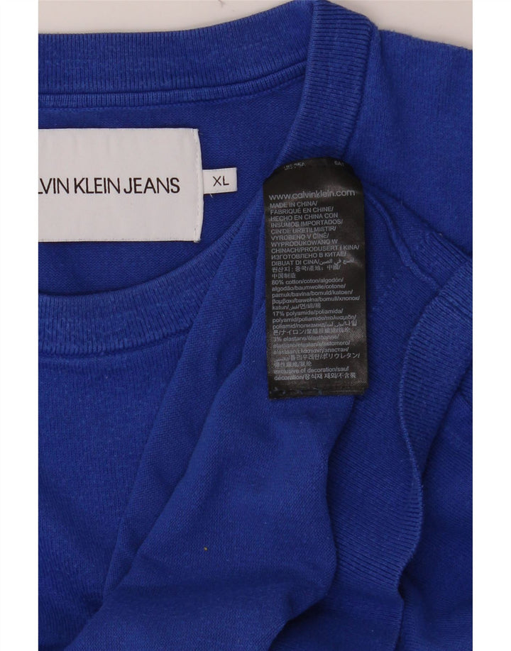 CALVIN KLEIN JEANS Ανδρικό πουλόβερ με λαιμόκοψη XL μπλε βαμβακερό