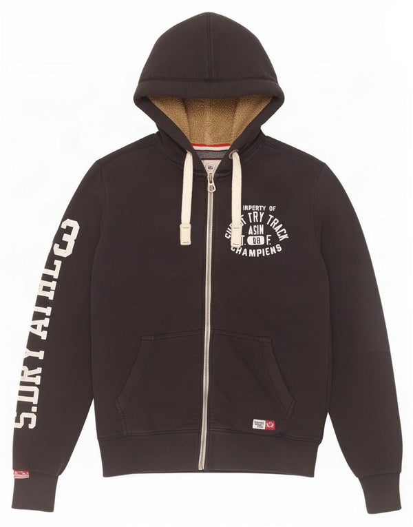 Ανδρικό πουλόβερ με κουκούλα με φερμουάρ Superdry, Βαμβακερό, μεσαίο ναυτικό